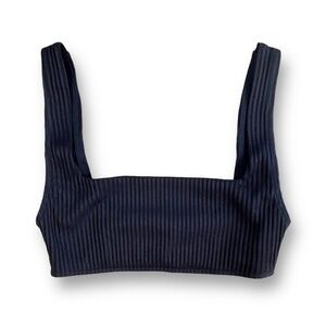 FOREVER 21 Ribbed Square-Neck Swim Top in Black Size Small (NWT)